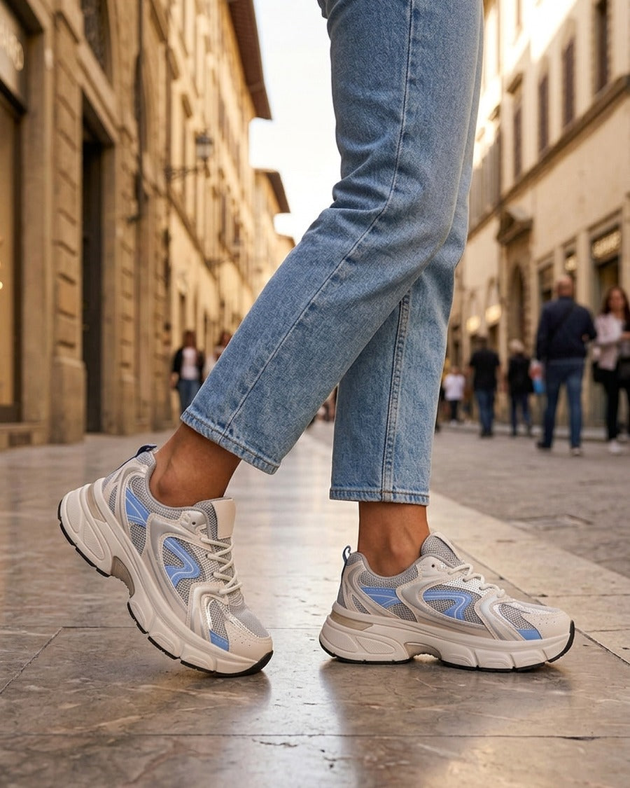 Baskets style running en toile - Gris