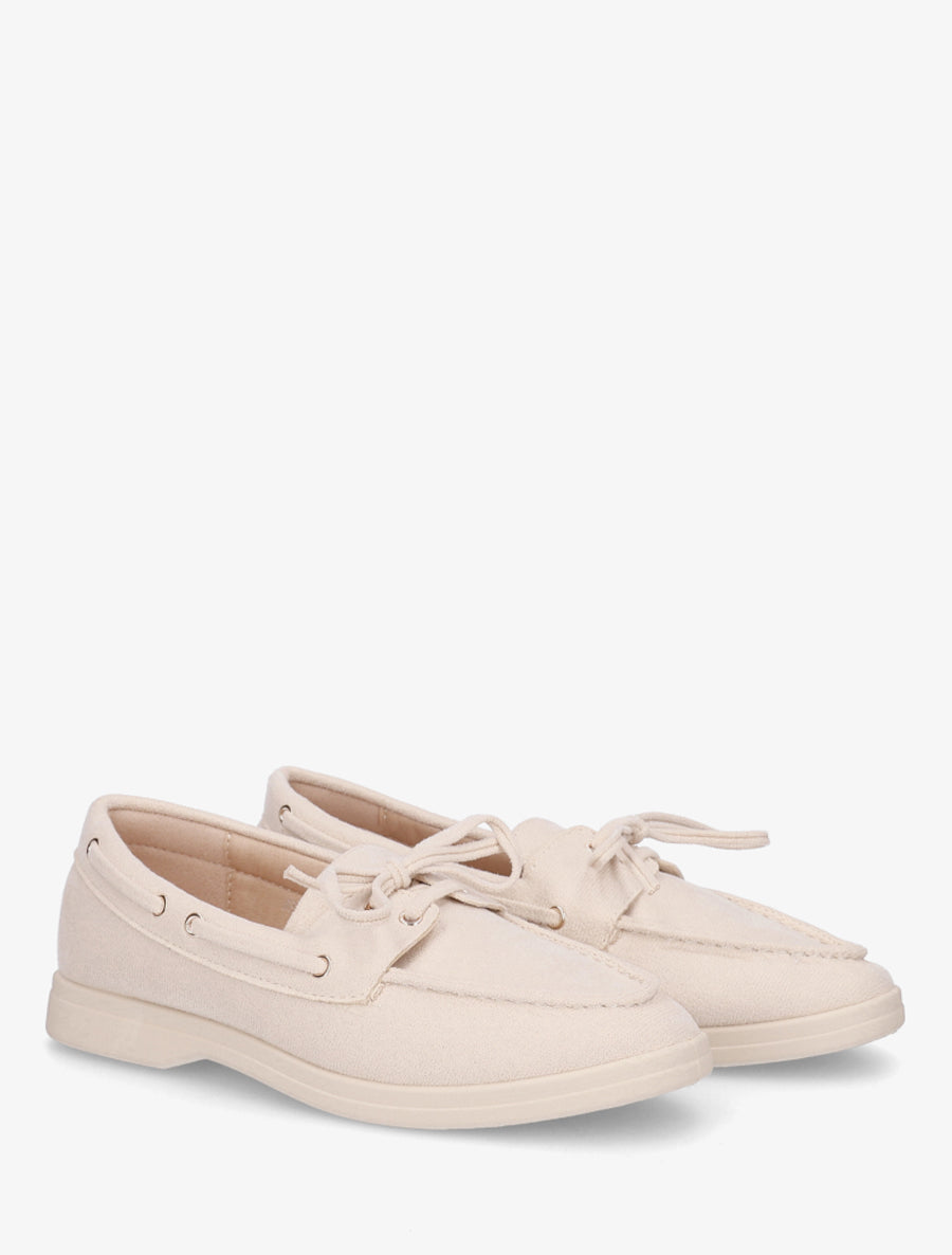 Mocassins en suédine à lacets - Beige - 4
