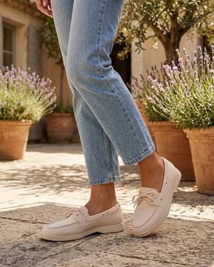 Mocassins en suédine à lacets - Beige
