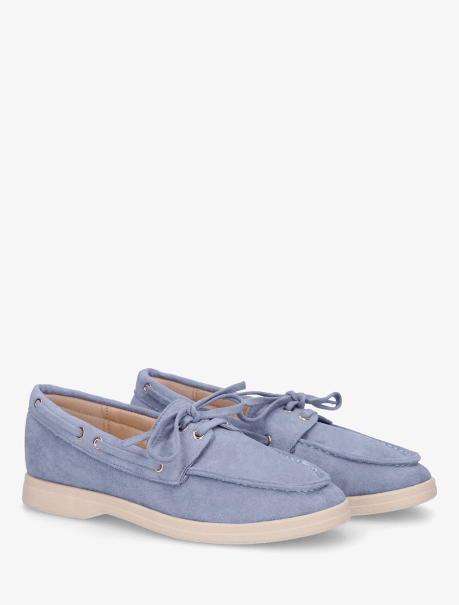 Mocassins en suédine à lacets - Bleu clair - 4