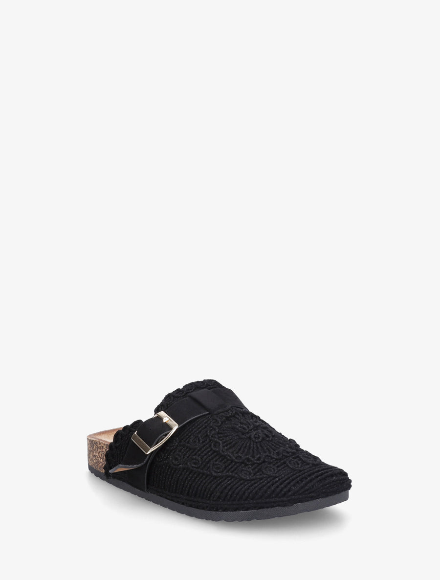 Mules fermées en macramé - Noir - 2