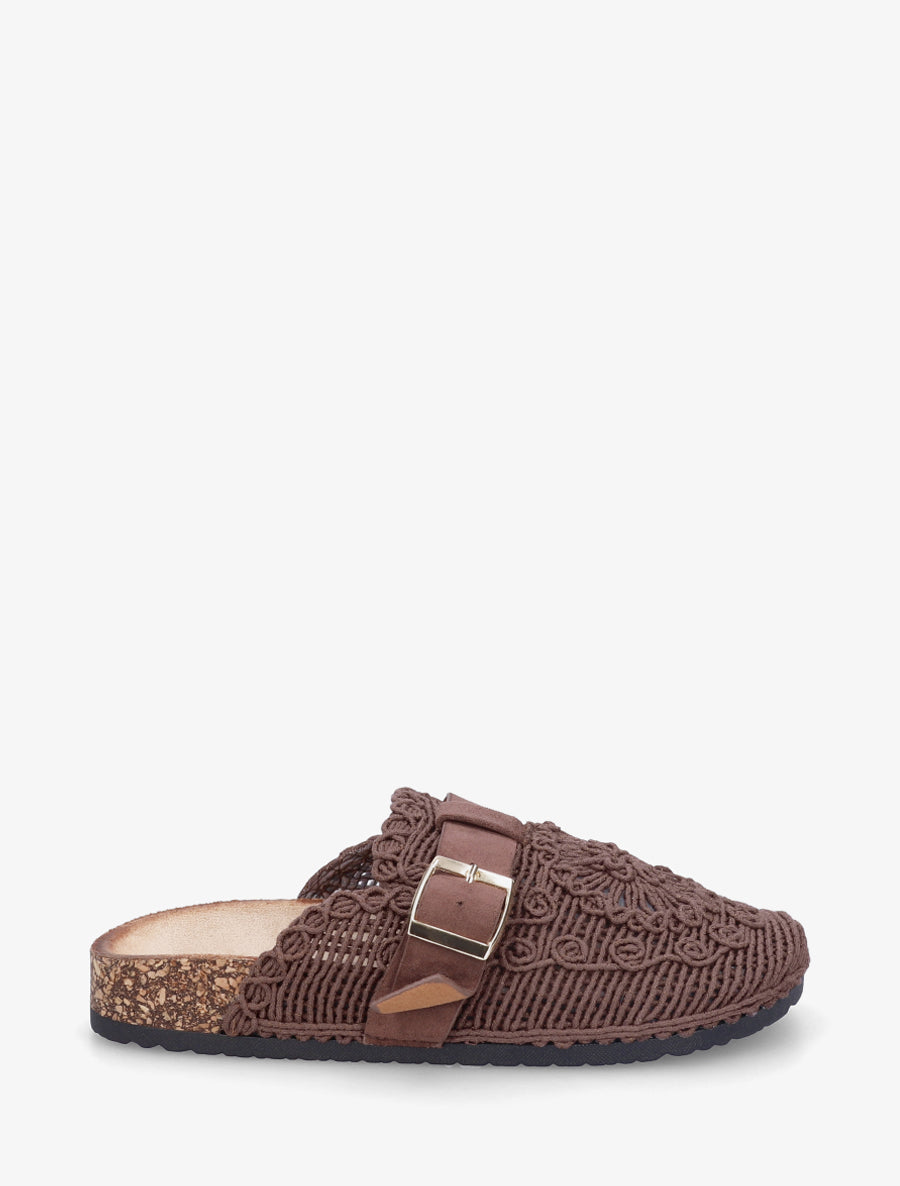 Mules fermées en macramé - Marron - 1