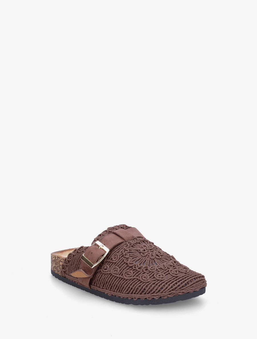 Mules fermées en macramé - Marron - 2