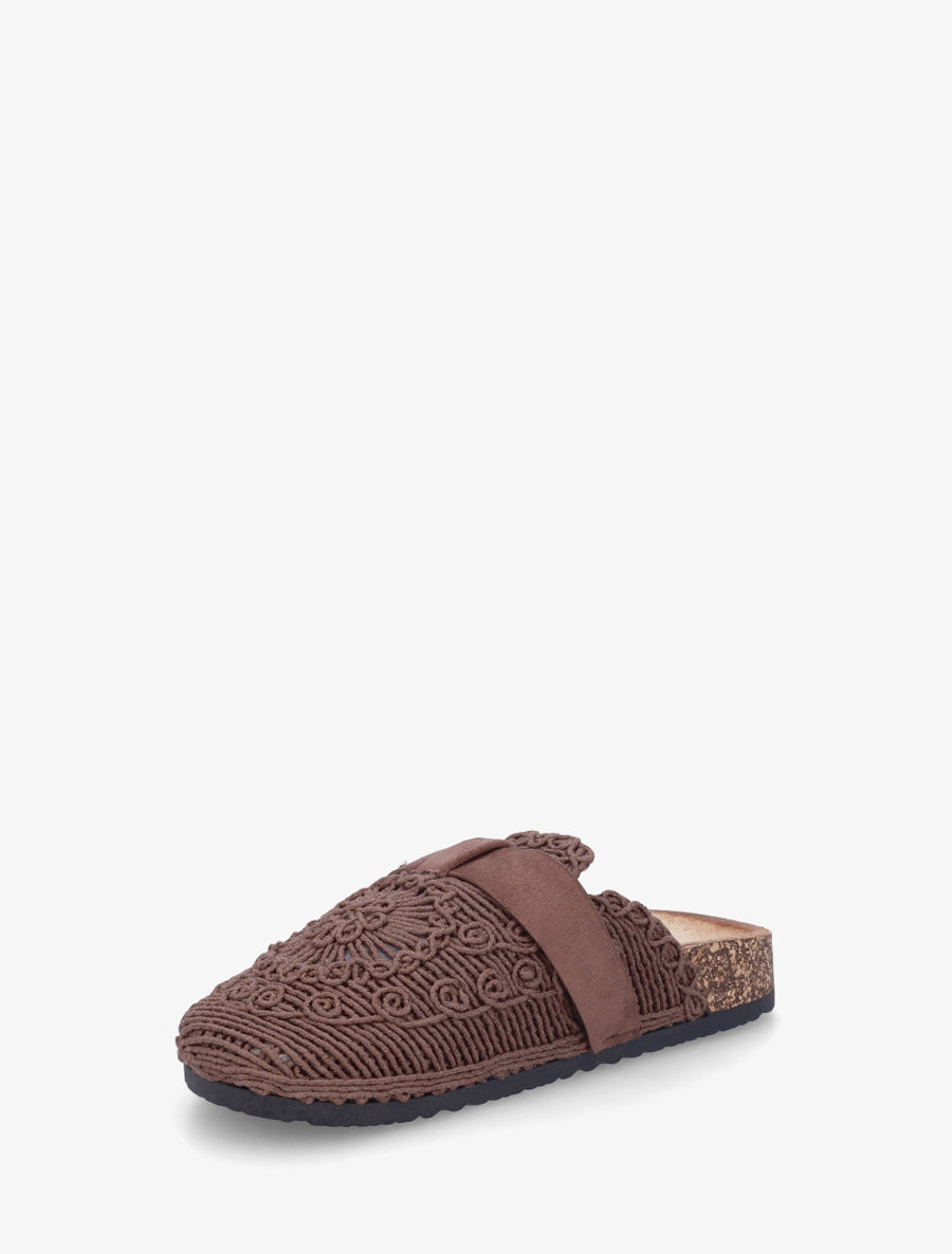Mules fermées en macramé - Marron - 3