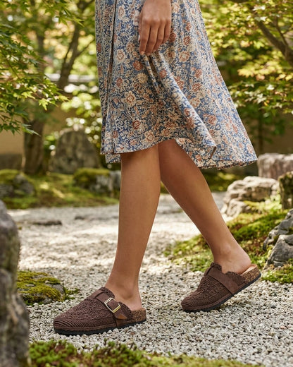 Mules fermées en macramé - Marron
