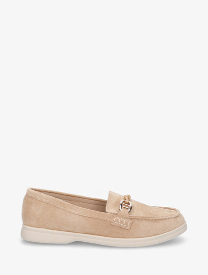 Mocassins en suédine à boucle décorative - Beige - 1