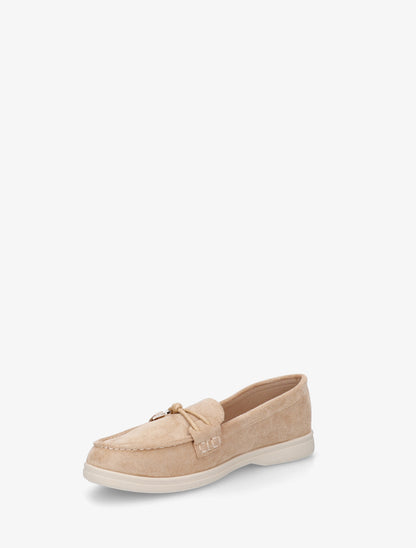 Mocassins en suédine à boucle décorative - Beige - 3