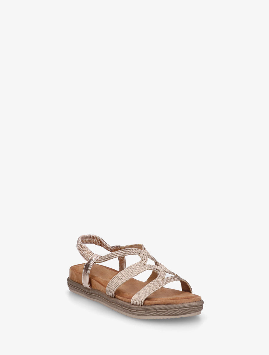 Sandales plates en cordelettes - Rose gold - 2