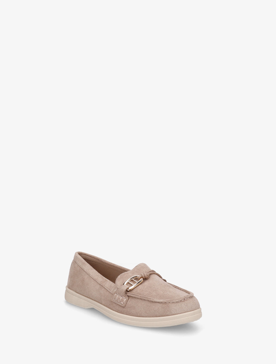 Mocassins en suédine à boucle décorative - Taupe - 2