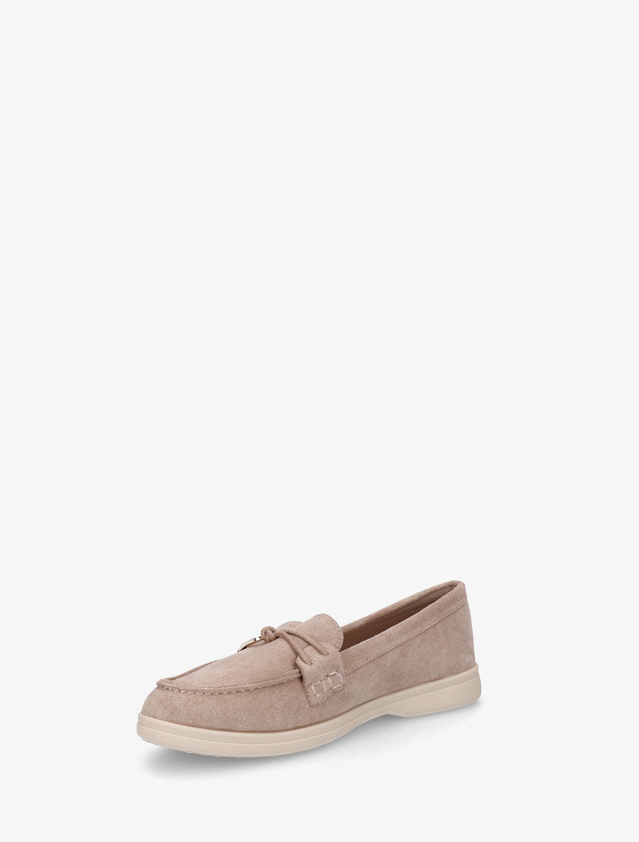 Mocassins en suédine à boucle décorative - Taupe - 3