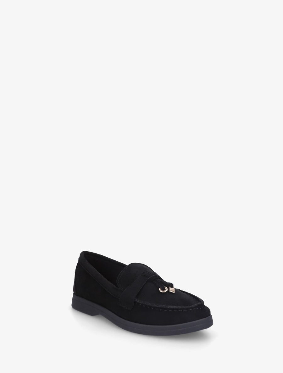 Mocassins en suédine à empiècement bijoux - Noir - 2