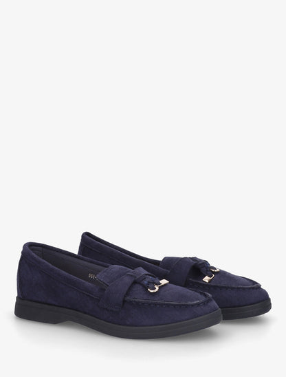 Mocassins en suédine à empiècement bijoux - Marine - 4
