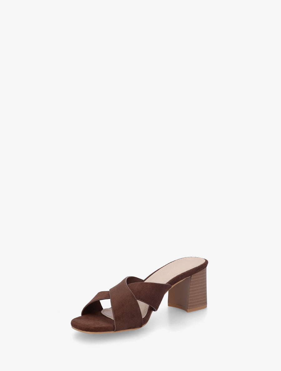Mules croisées en suédine - Marron - 3