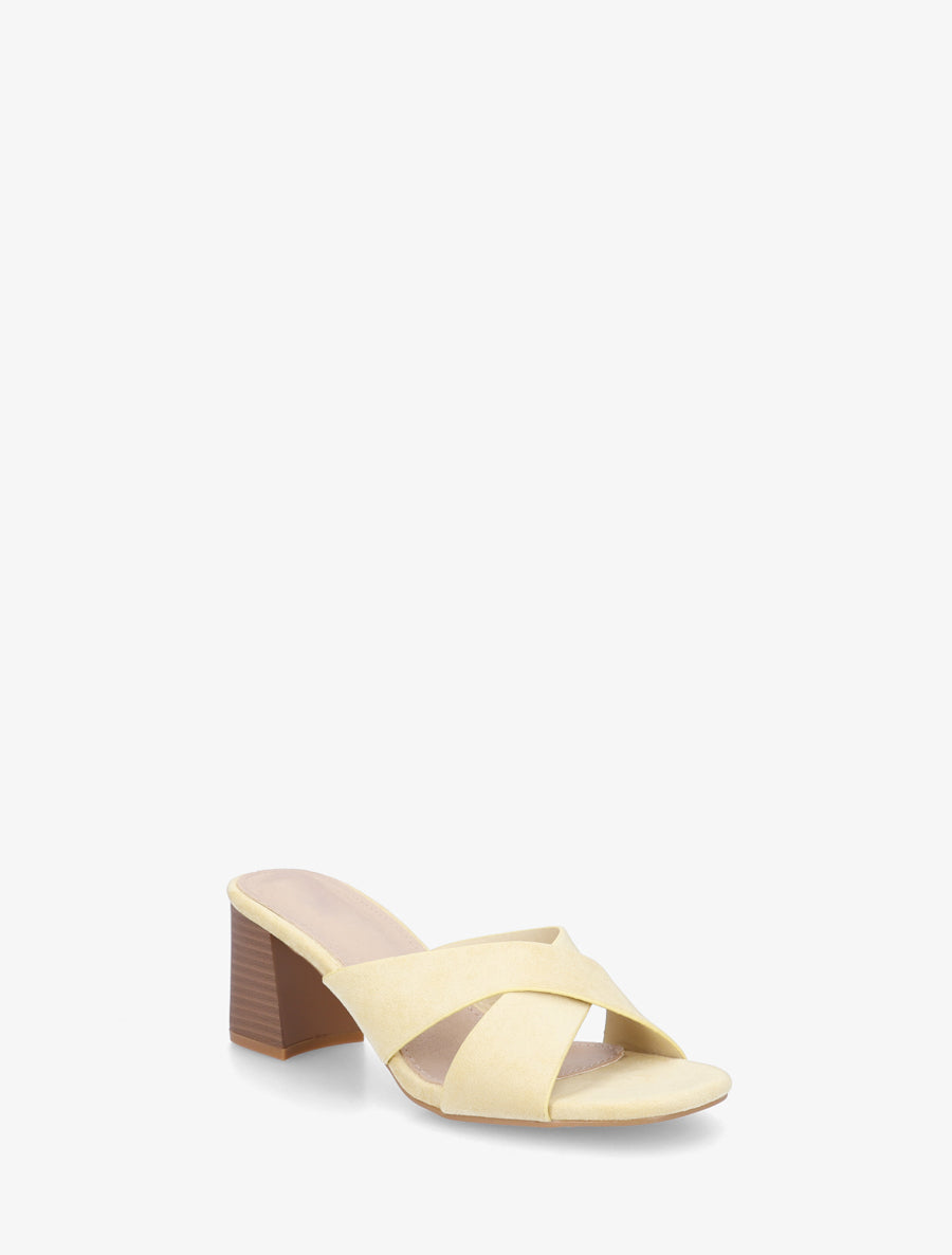 Mules croisées en suédine - Jaune - 2