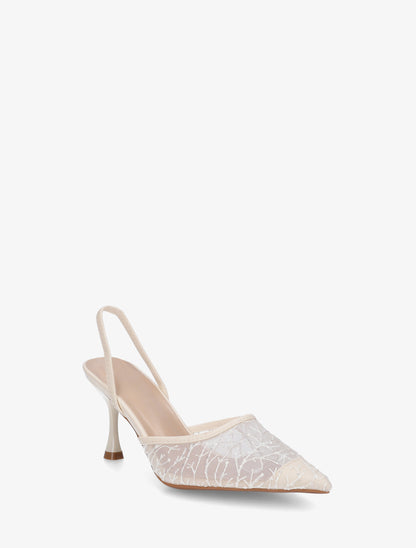Escarpins en toile à sequins - Beige - 2