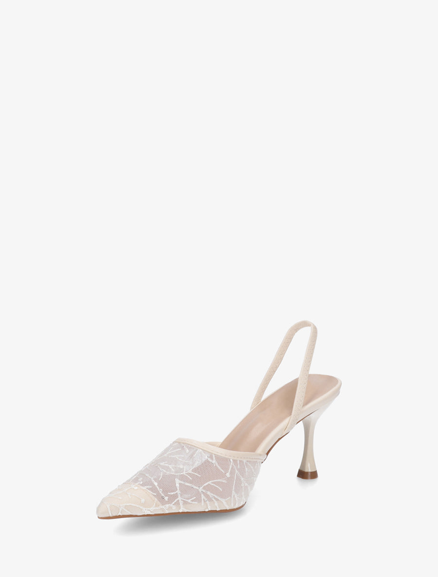 Escarpins en toile à sequins - Beige - 3