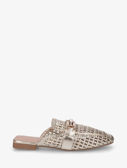Mules fermées en simili tressé - Or - 1