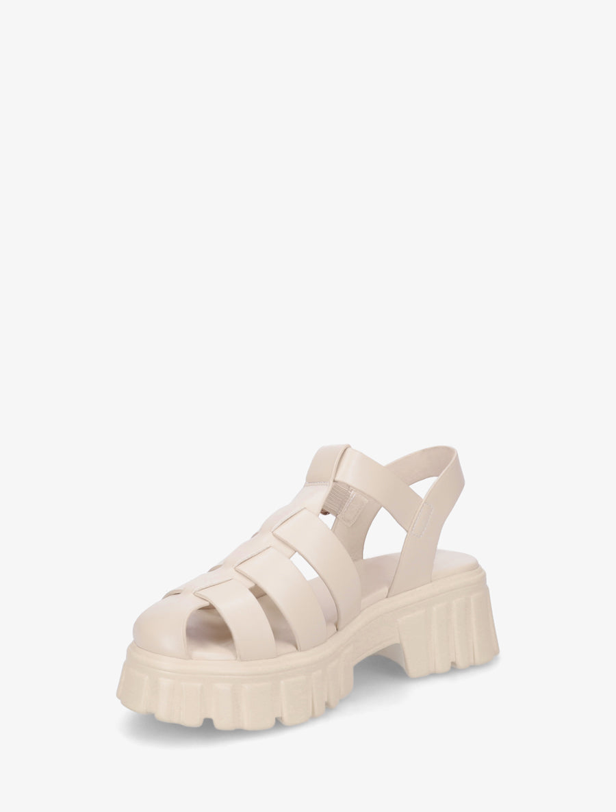 Sandales à talon style spartiates - Beige - 3