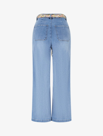 Jean à boutons décoratifs stylisés - Bleu denim - 2