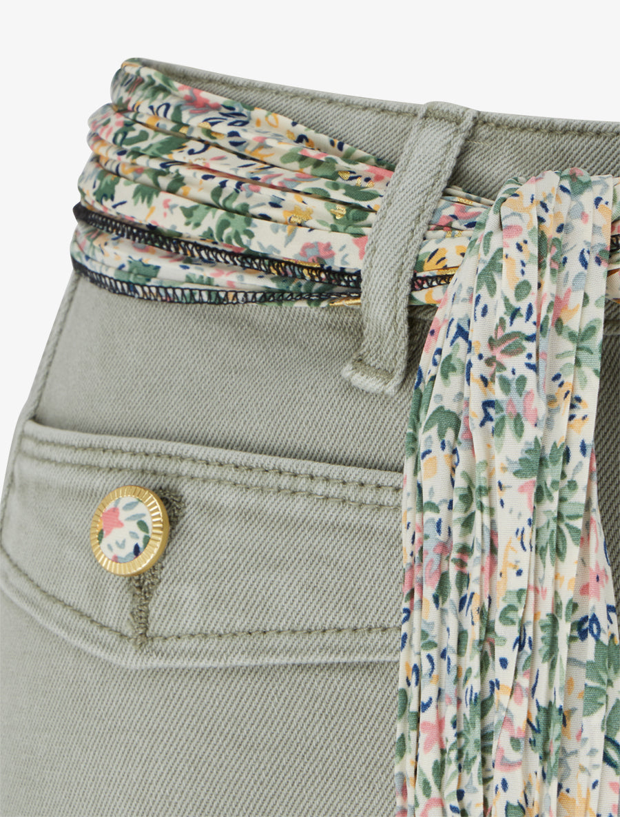 Jean à boutons décoratifs stylisés - Kaki - 3