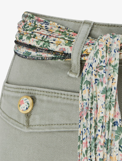 Jean à boutons décoratifs stylisés - Kaki - 3