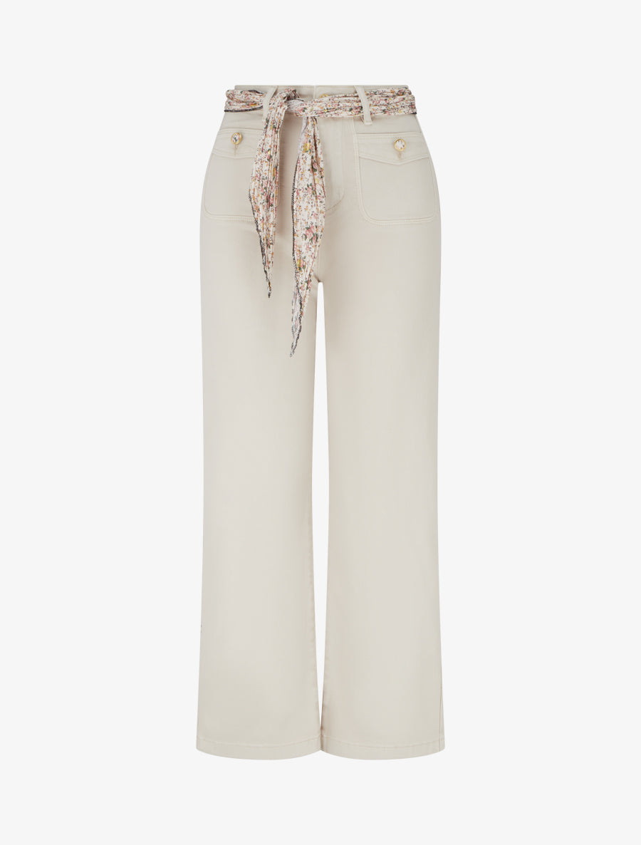 Jean à boutons décoratifs stylisés - Beige - 1