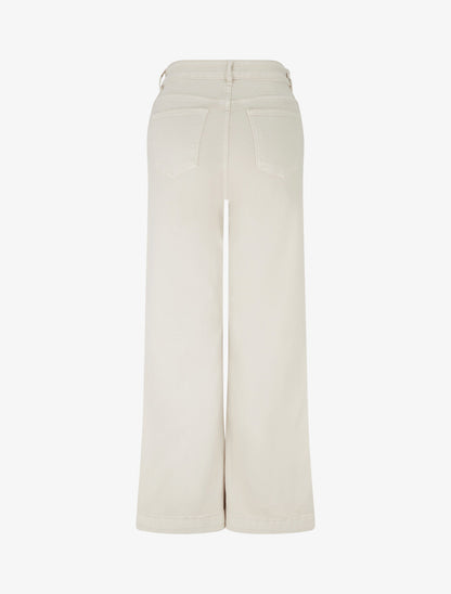 Jean droit à poches boutons fleuris - Beige - 2