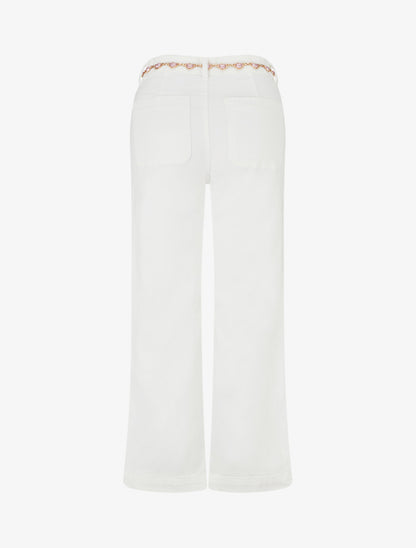 Jean droit à ceinture et boutons coeurs - Blanc - 2
