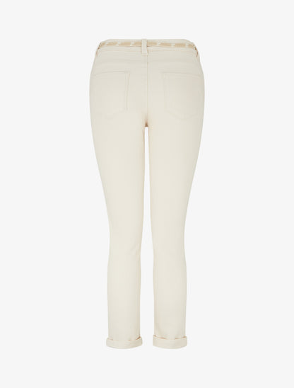 Jean slim à revers et ceinture coquillages - Beige - 2