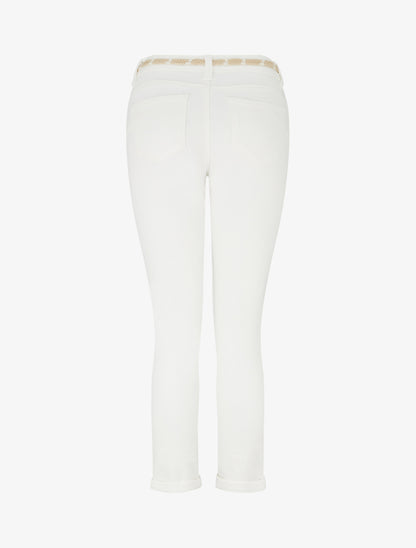 Jean slim à revers et ceinture coquillages - Blanc - 2