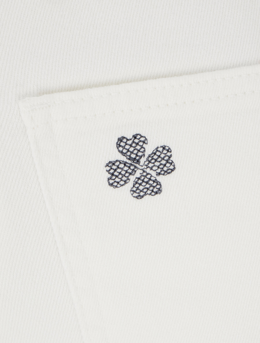 Jean à motif trèfles à 4 feuilles coupe droite - Écru - 3