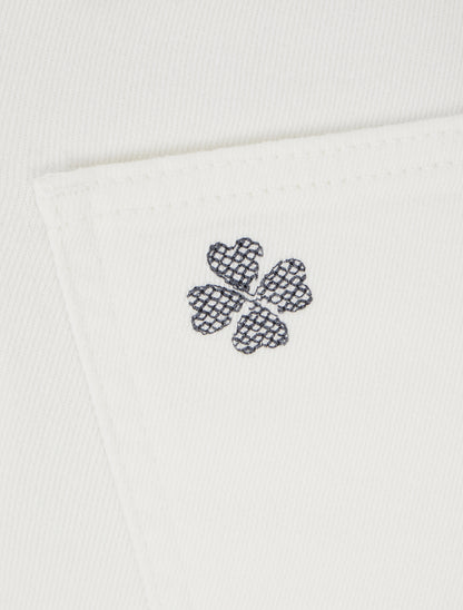 Jean à motif trèfles à 4 feuilles coupe droite - Écru - 3
