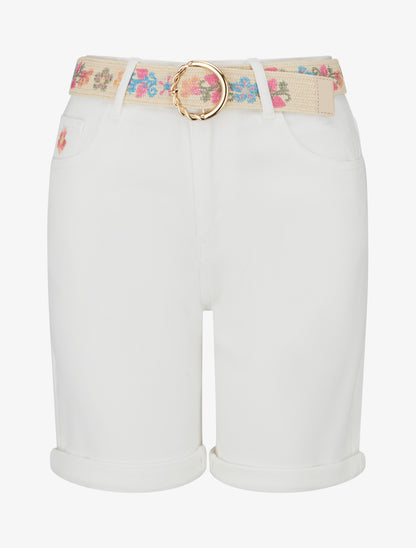 Short à broderie fleurs - Écru - 1