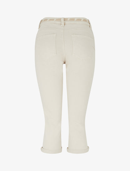 Pantacourt en jean à ceinture coquillages - Beige - 2