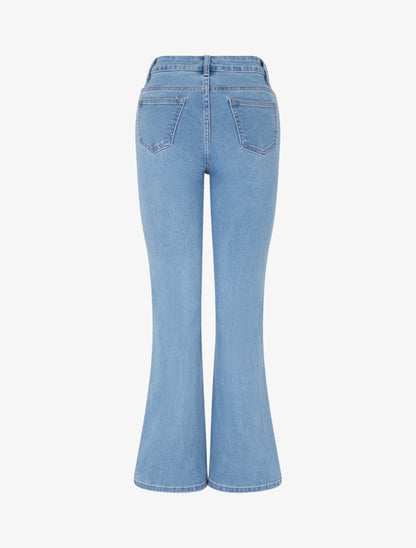 Jean flare à liseré en dentelle - Bleu - 2