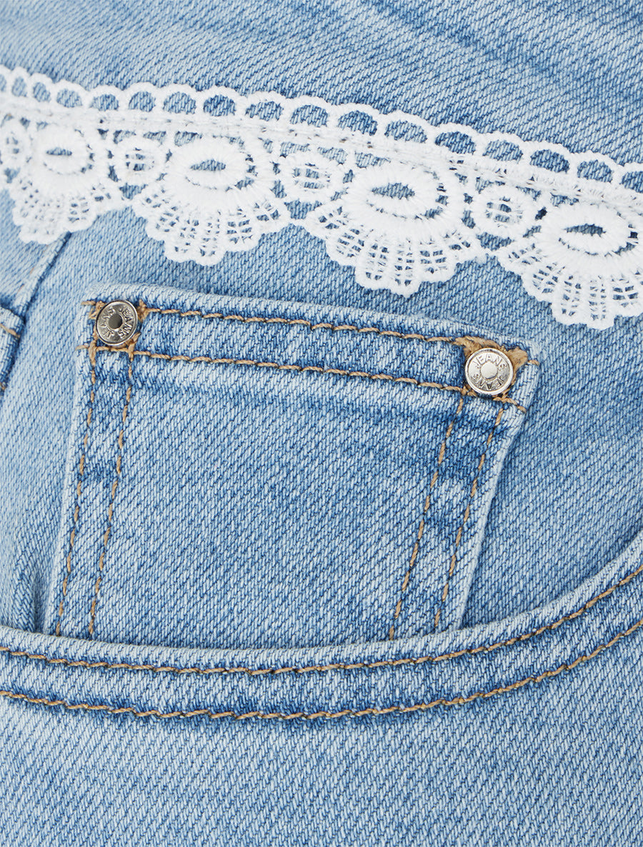 Jean ample à dentelle - Bleu - 3