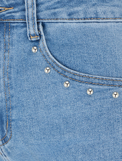 Jean wide leg clouté coupe droite - Bleu - 3