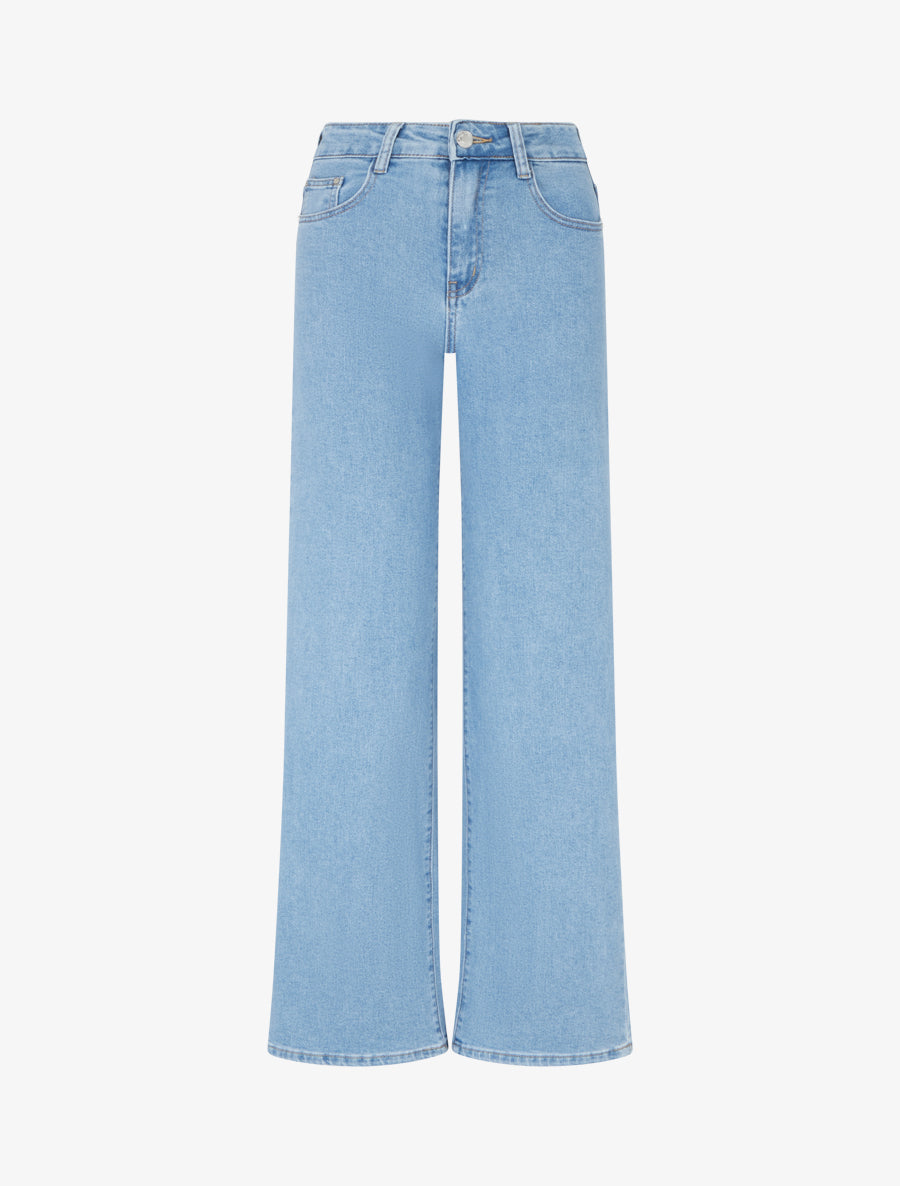 Jean droit à taille haute - Bleu - 1