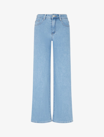 Jean droit à taille haute - Bleu - 1