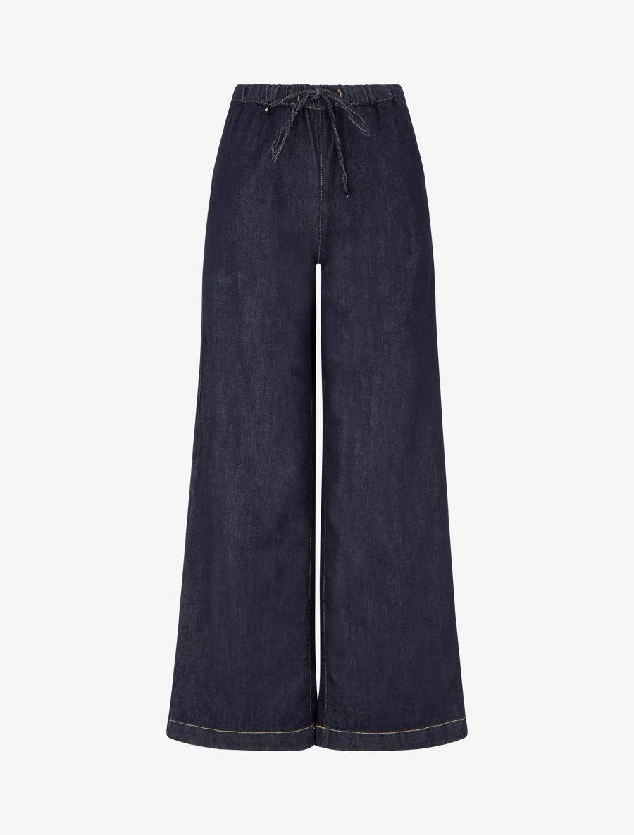 Jean ample à taille élastiquée - Bleu brut - 1