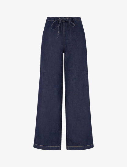 Jean ample à taille haute élastiquée - Bleu brut - 1