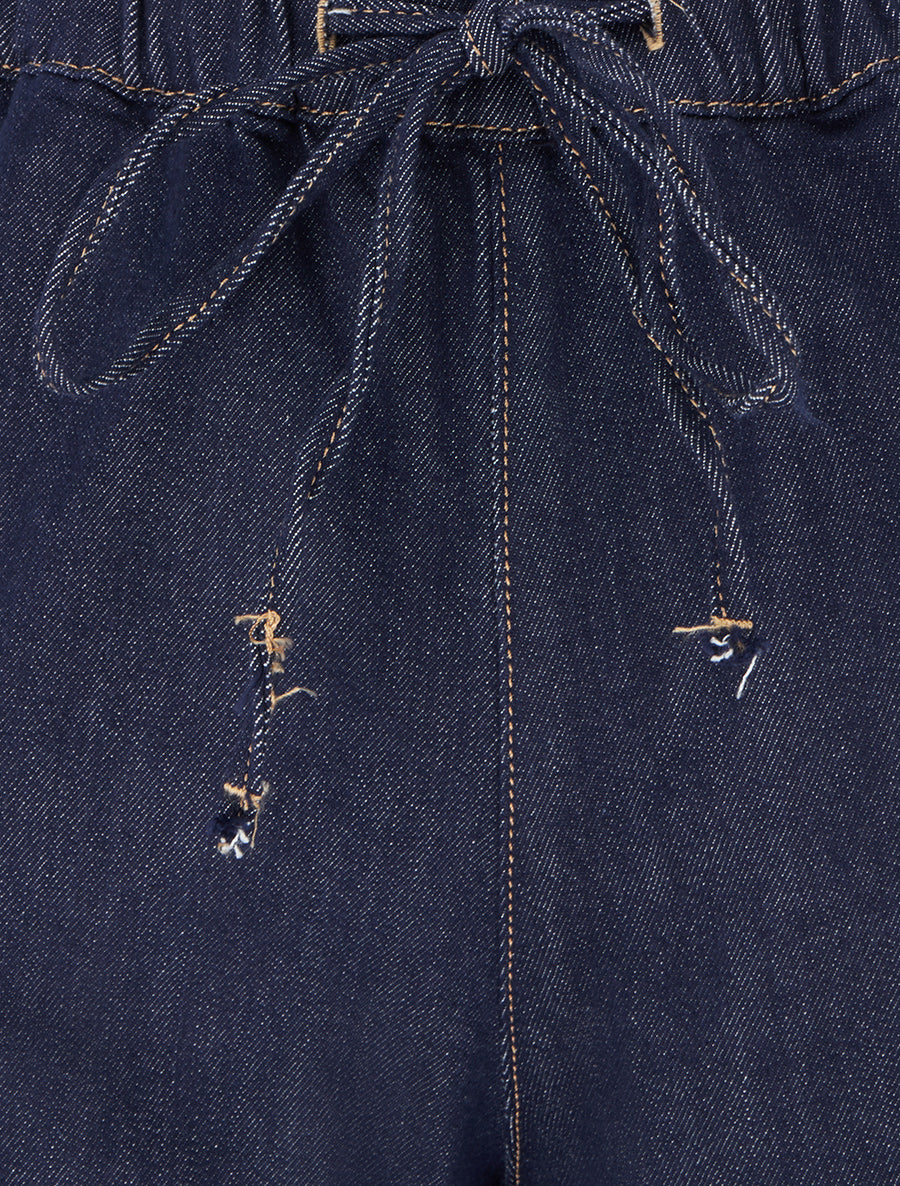 Jean ample à taille haute élastiquée - Bleu brut - 3