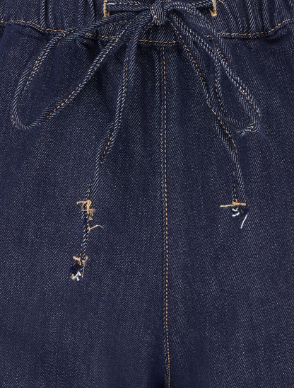 Jean ample à taille haute élastiquée - Bleu brut - 3